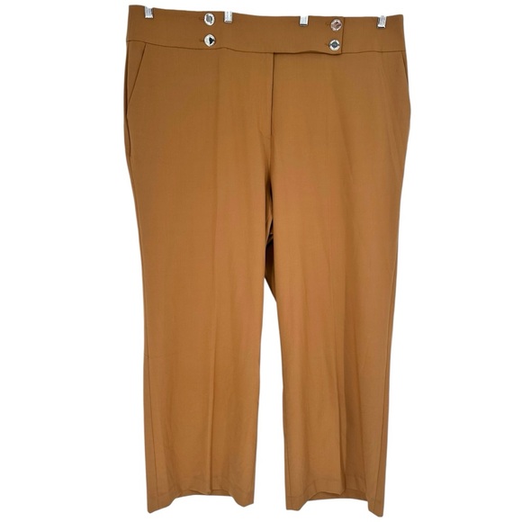 Calvin Klein Women's Whitney Button Front Wide Leg Pants size 22W Camel NWT - Picture 1 of 14